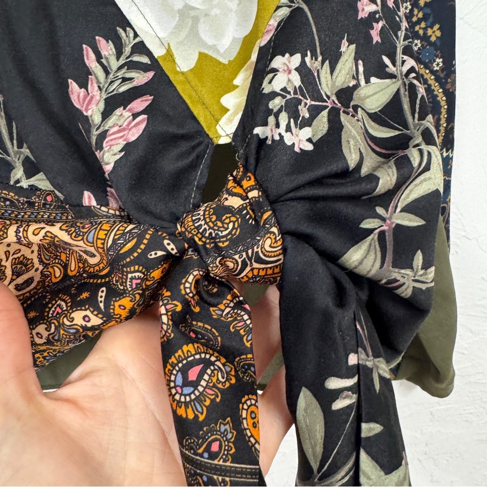 Anthropologie Tiny Green Black Patchwork Blooms B… - image 2